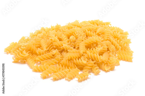Uncooked italian pasta isolated on white background