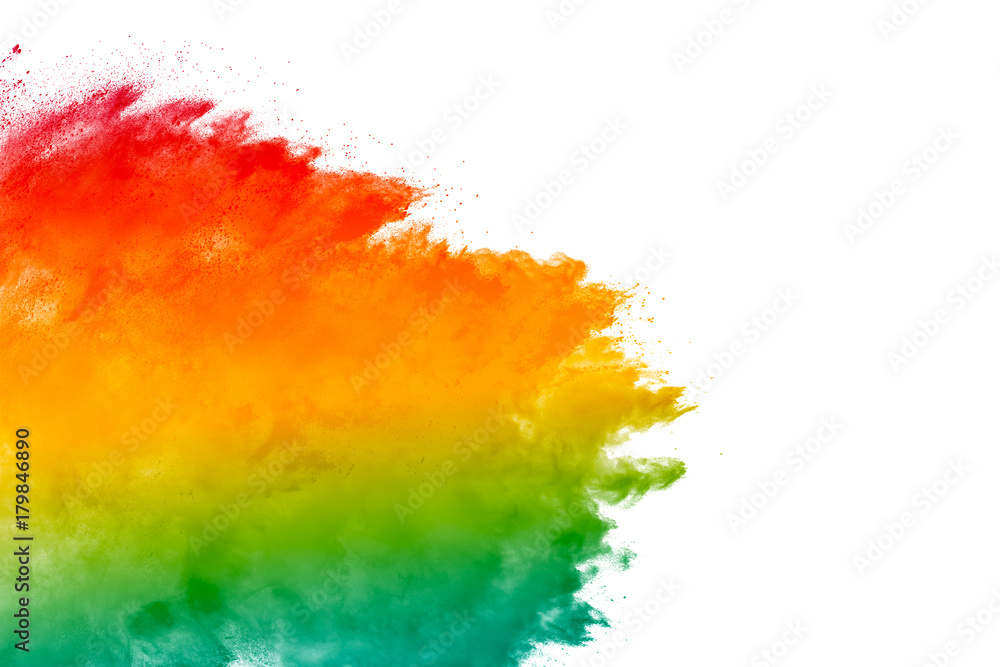 abstract color powder explosion on white background.Freeze motion of color powder splash. abstract color powder explosion on white background.Freeze motion of color powder splash.