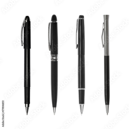 pen isolated on white background,Set of black pen