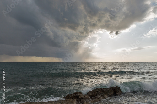 Stormy dramatic seascape in Istria  Croatia.