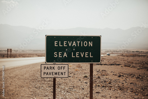 Sea level sign at Death canyon National Park