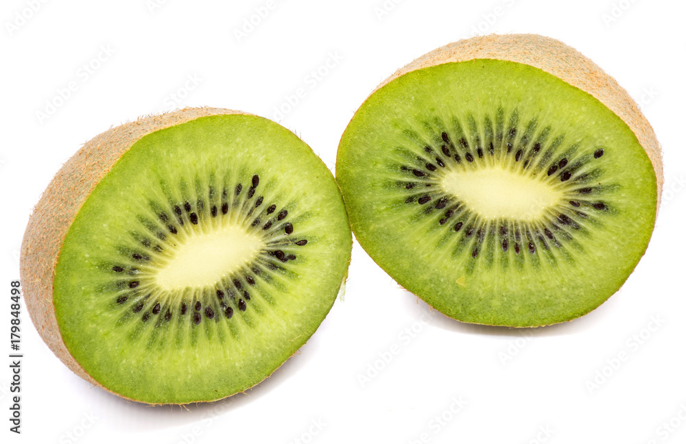 Two halves of kiwi fruit (Chinese gooseberry) isolated on white background Two halves of kiwi fruit (Chinese gooseberry) isolated on white background