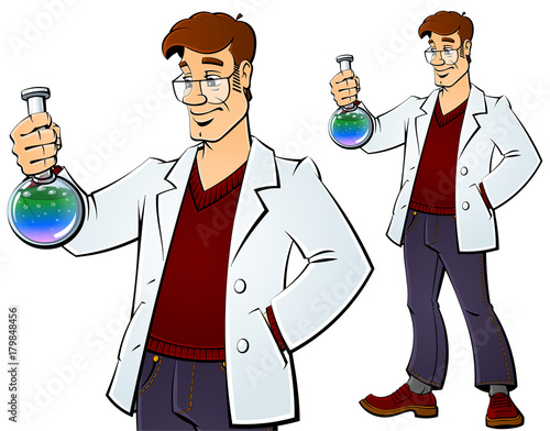 Scientist with a chemical bulb.
