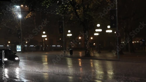Avenue in Montevideo at Rainy Night photo