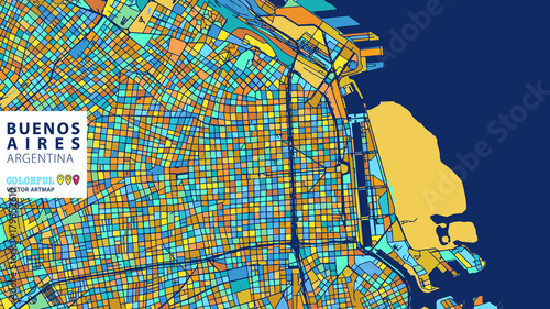 Buenos Aires, Argentina, Colorful Vector Artmap