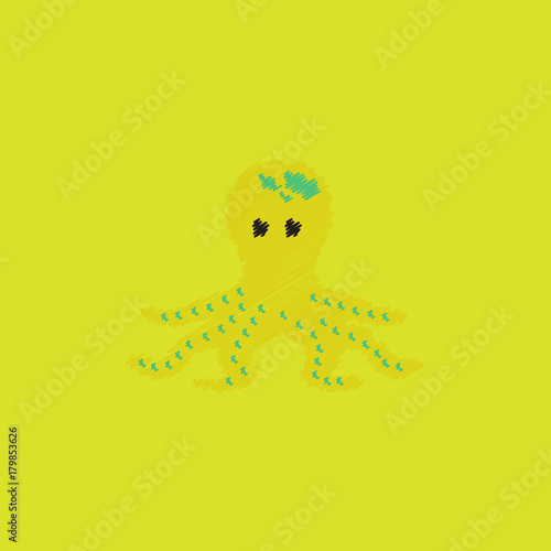 Octopus, vector cartoon illustration in Hatching style