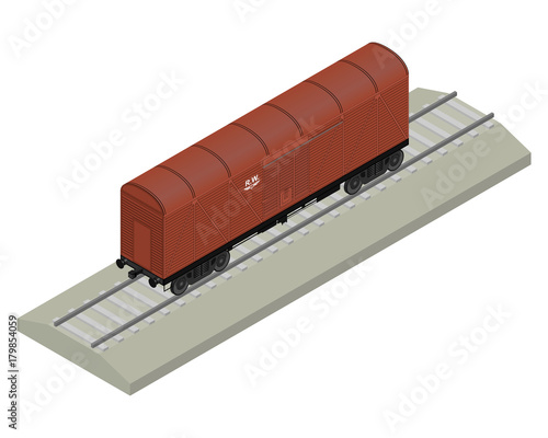 Cargo train car 3D. Railway carriage.