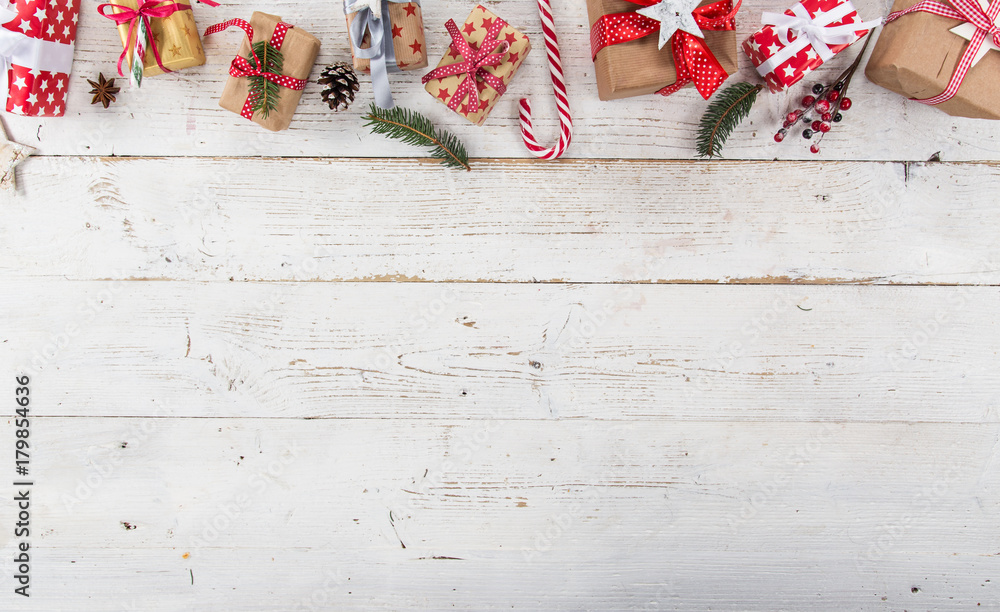 Christmas decoration on wooden background Christmas decoration on wooden background