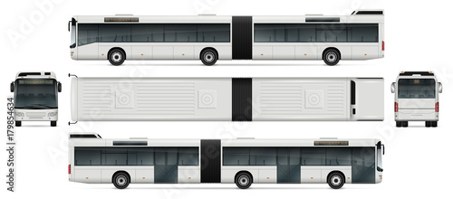 Bus vector mock-up for advertising, corporate identity. Isolated passenger transport template on white. Vehicle branding mockup. All layers and groups well organized for easy editing and recolor.