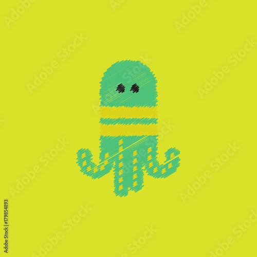 Octopus, vector cartoon illustration in Hatching style