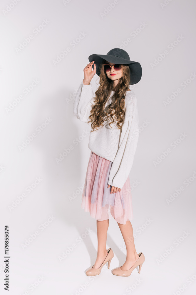 teenage girl in hat and sunglasses teenage girl in hat and sunglasses