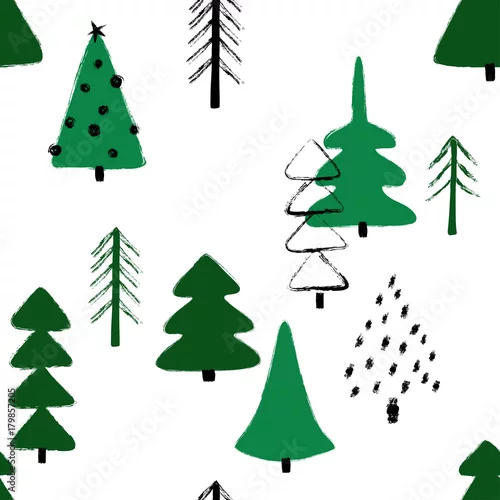 Tapety Grunge Winter Forest Seamless Pattern.
