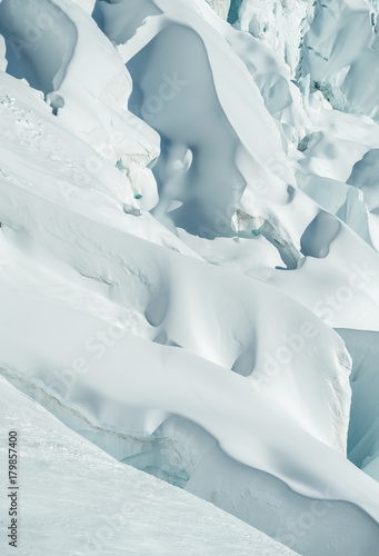 Dramatic Ice and snow landscapes of the Aletsch glacier at the foot of the Jungfraujoch summit, Canton of Bern, Switzerland