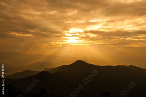 Sunrise over mountain in the morning.