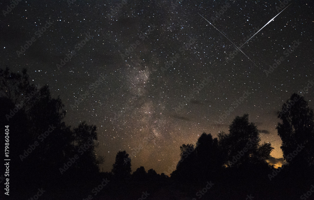 Meteor in the starry sky