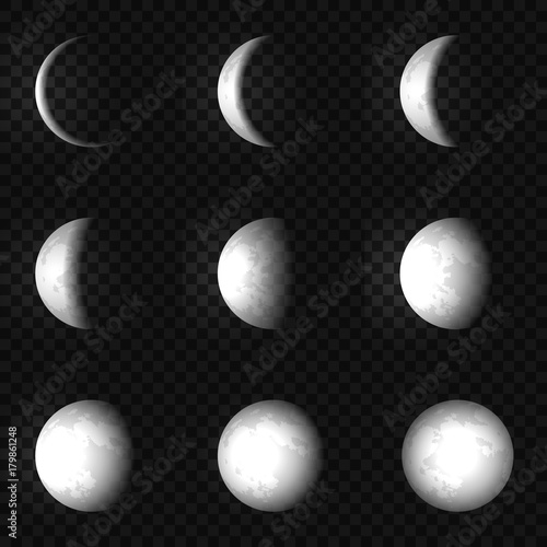 Vector moon phase set