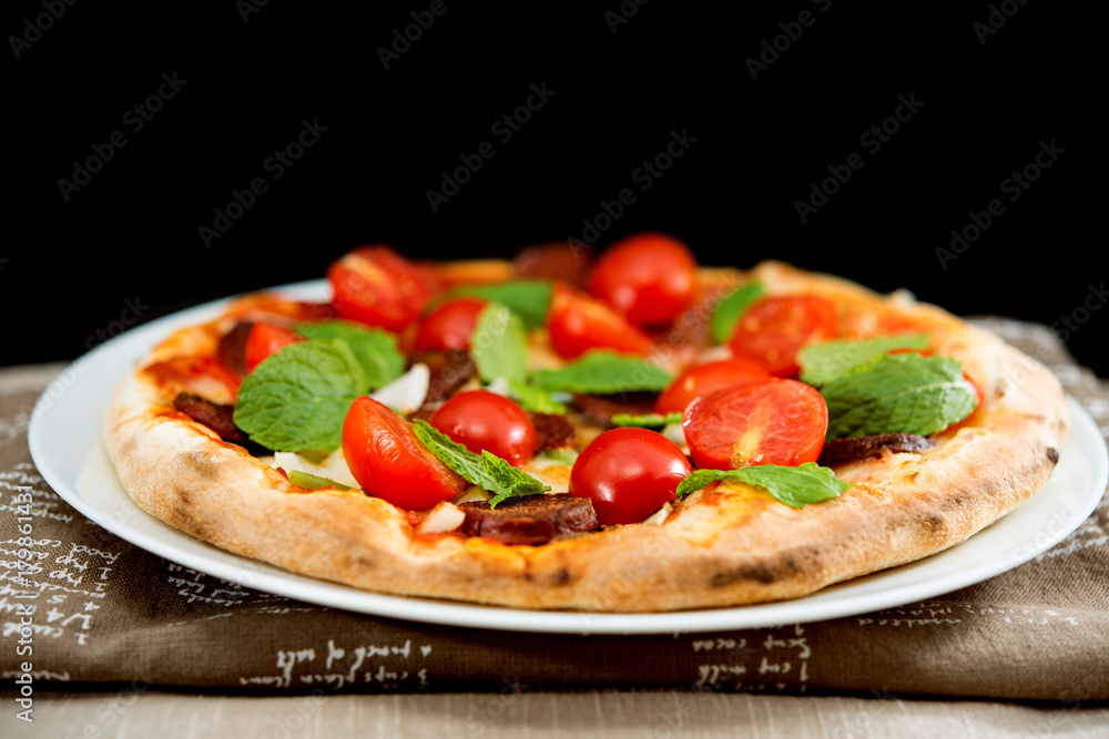 tasty pizza on a the table tasty pizza on a the table
