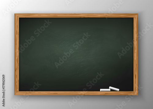 Blackboard with wooden frame, dirty chalkboard