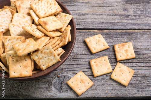 Homemade crackers in bowl