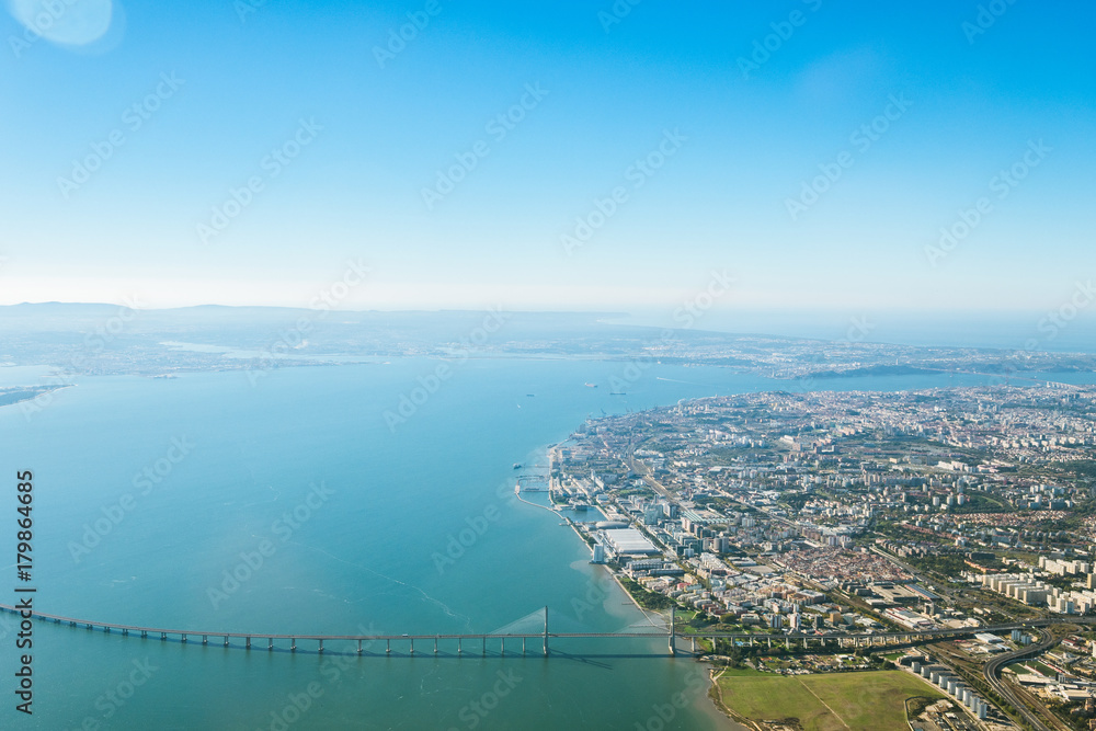 aerial views of lisbon city, portugal