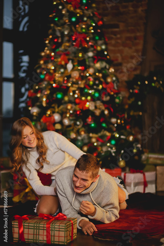 Couple celebrates new year/Christmas  © viktoria_koks