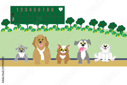犬たちと野球のイラストのベースボールのポストカード Stock Illustration Adobe Stock 犬たちと野球のイラストのベースボールのポストカード Stock Illustration Adobe Stock
