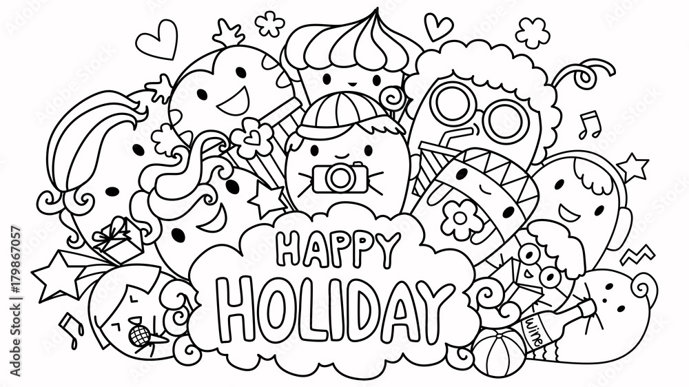 Happy holiday and cute monsters