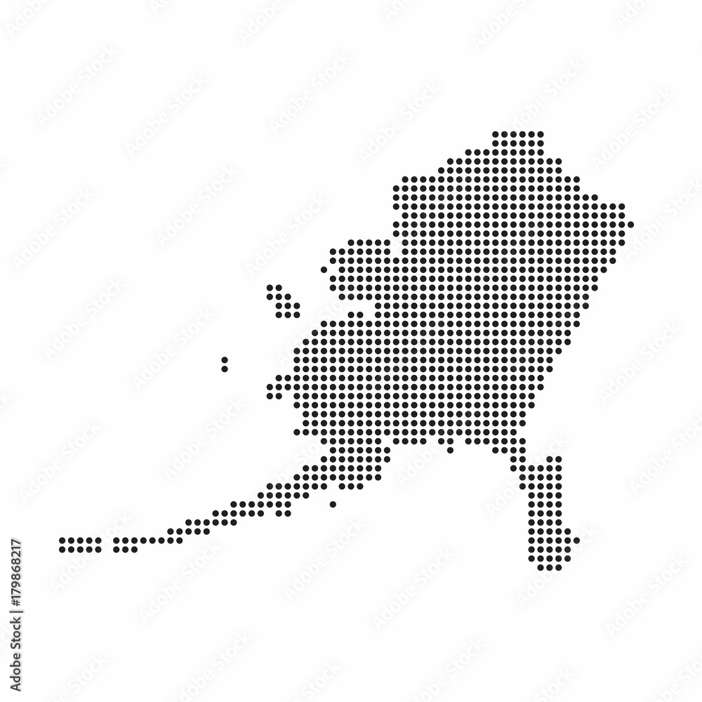 Alaska country map made from abstract halftone dot pattern