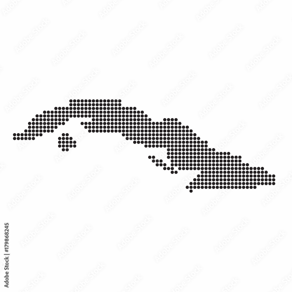 Cuba country map made from abstract halftone dot pattern
