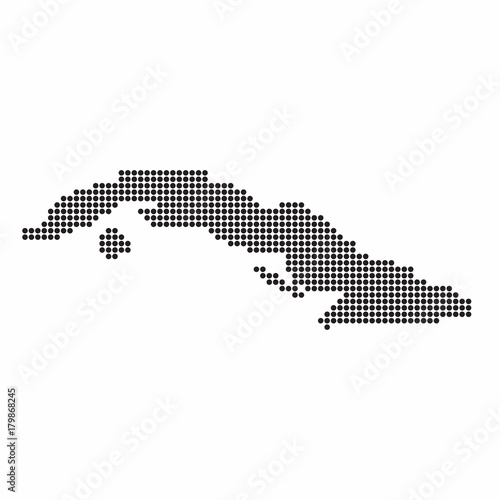 Cuba country map made from abstract halftone dot pattern