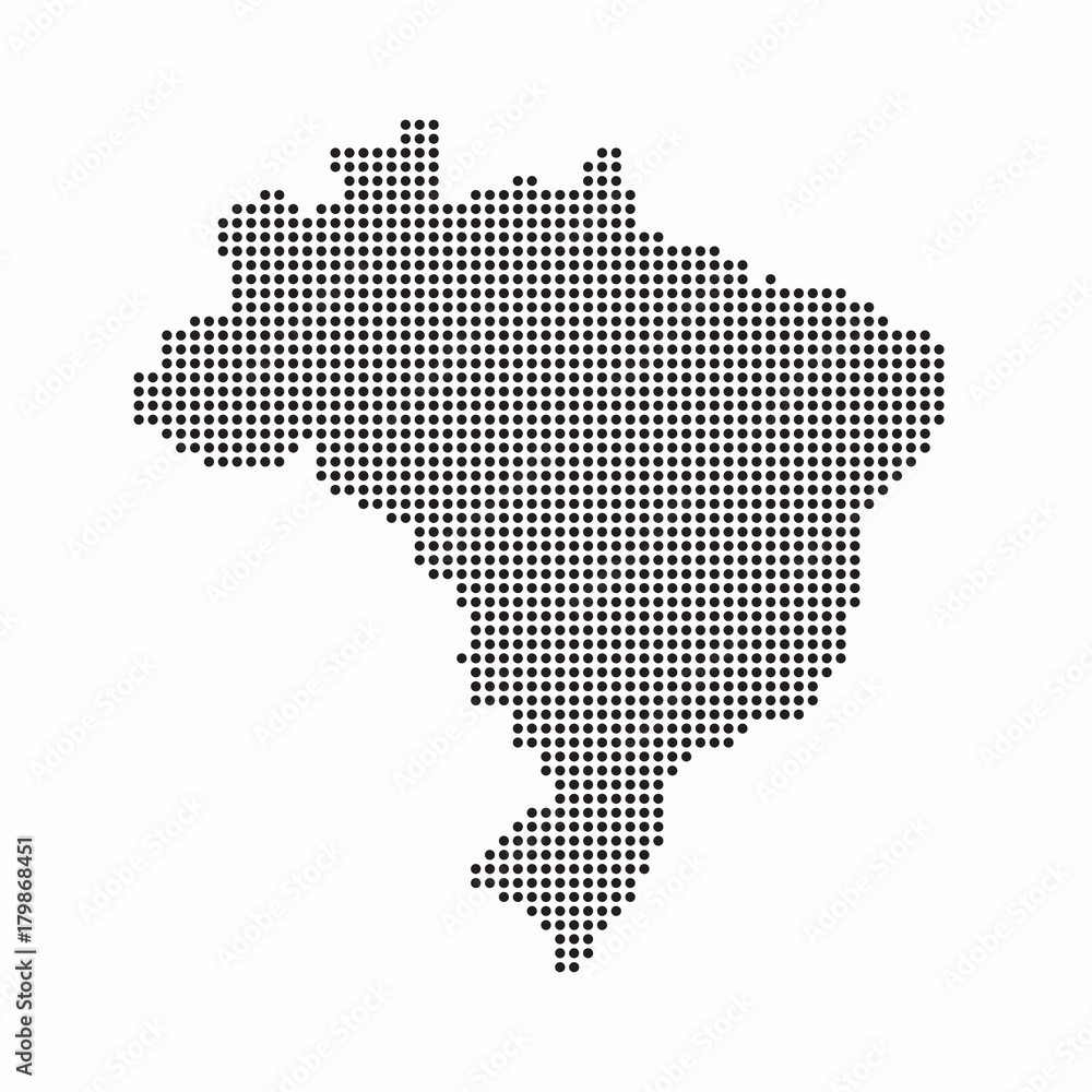 Brazil country map made from abstract halftone dot pattern