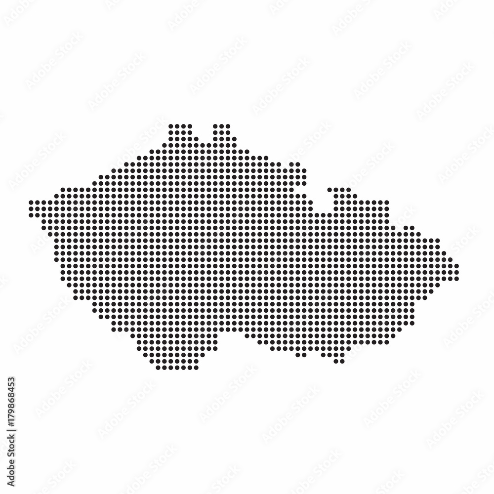 Fototapeta premium Czech Republic country map made from abstract halftone dot pattern