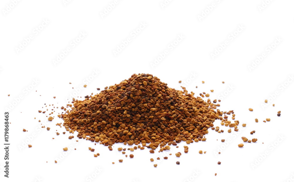 pile fresh bee pollen isolated on white background pile fresh bee pollen isolated on white background