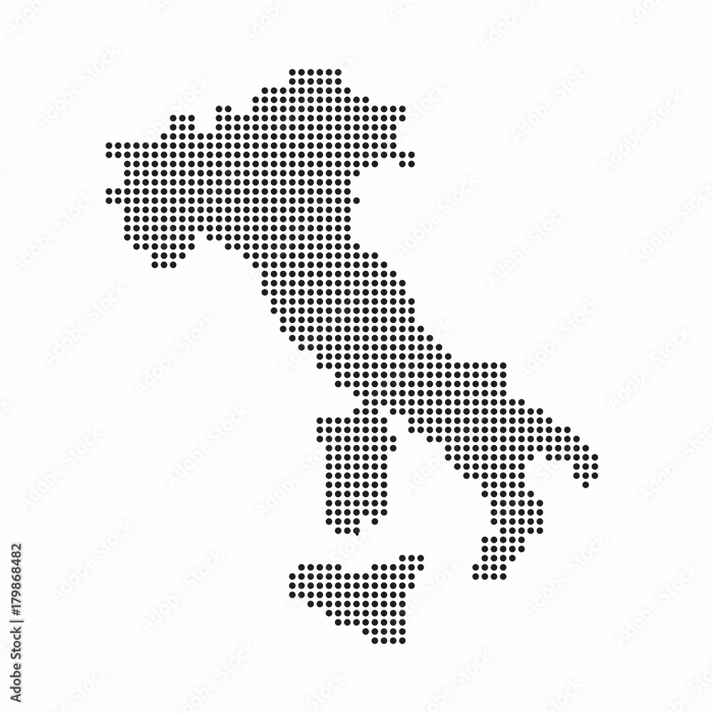 Italy country map made from abstract halftone dot pattern