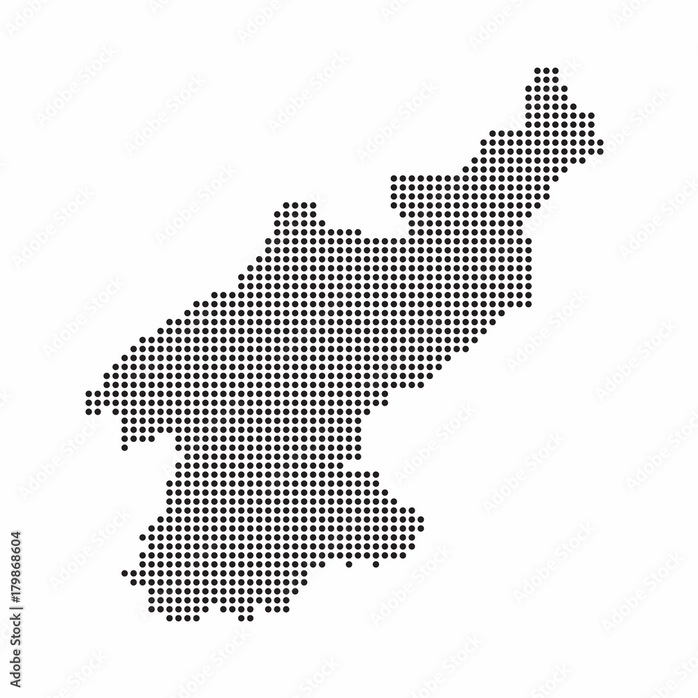 North Korea country map made from abstract halftone dot pattern