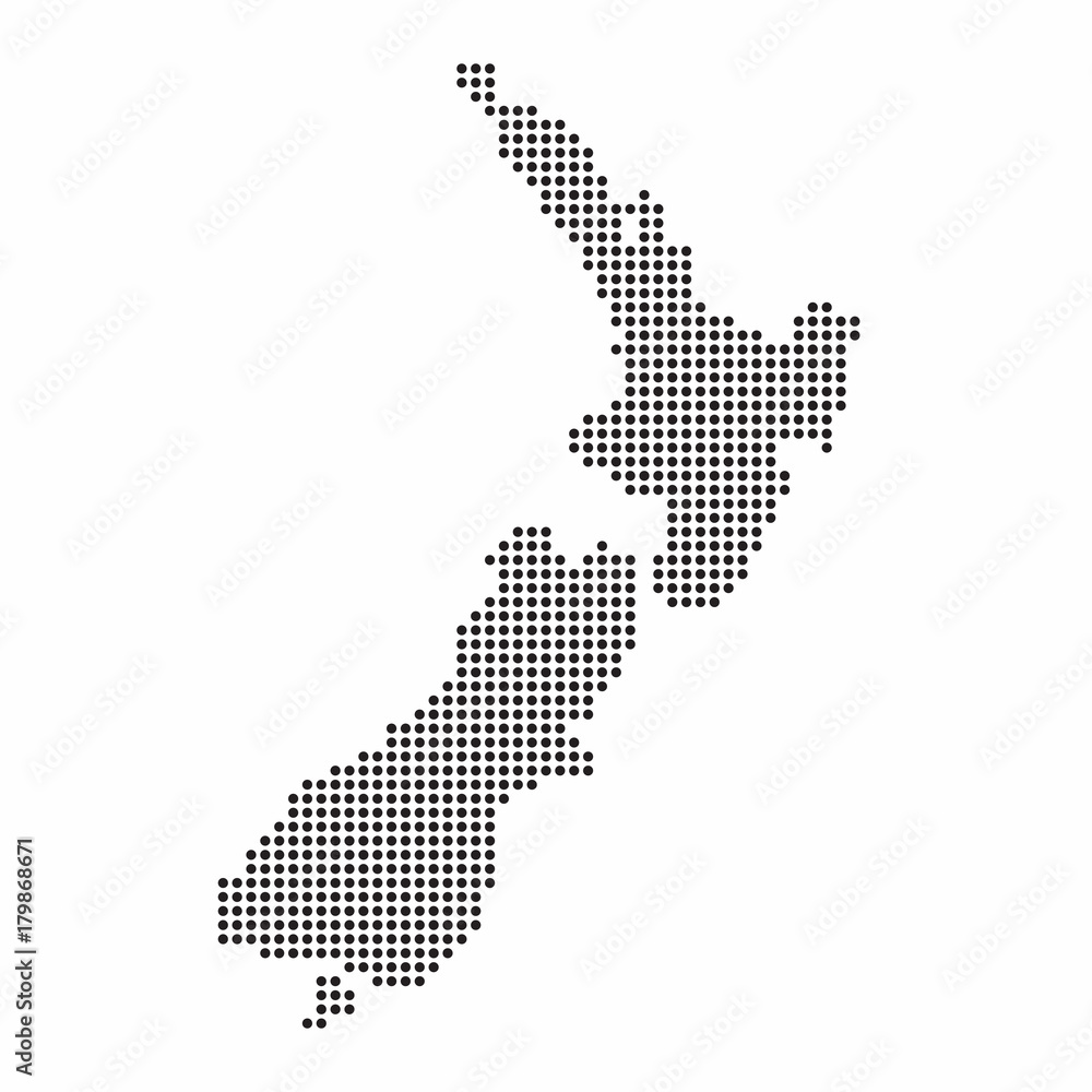 New Zealand country map made from abstract halftone dot pattern