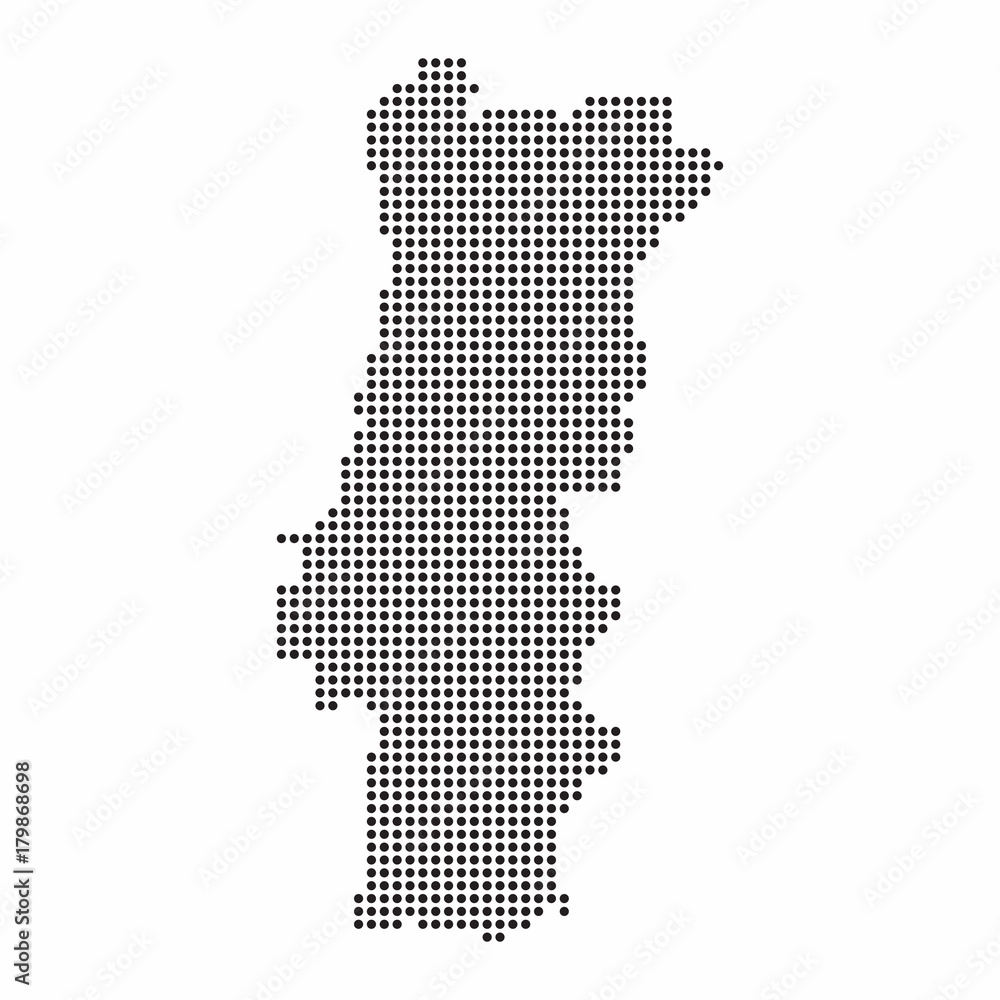 Portugal country map made from abstract halftone dot pattern
