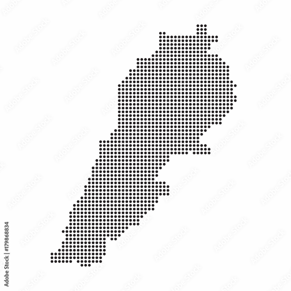 Lebanon country map made from abstract halftone dot pattern