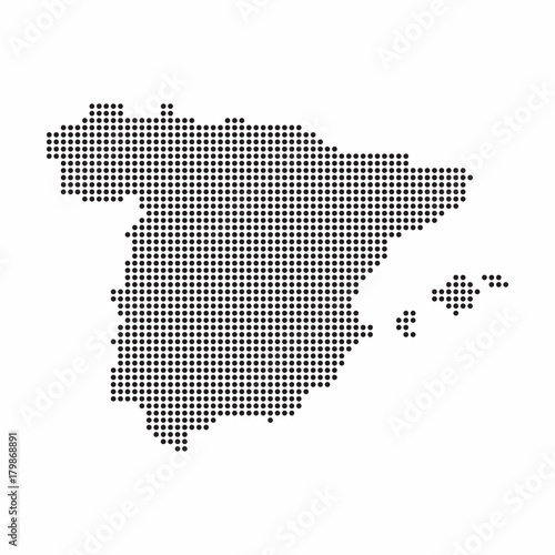 Spain country map made from abstract halftone dot pattern