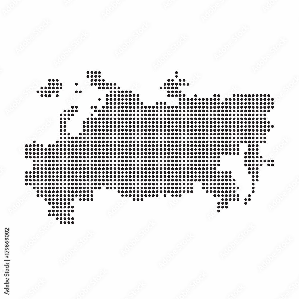 Russia country map made from abstract halftone dot pattern