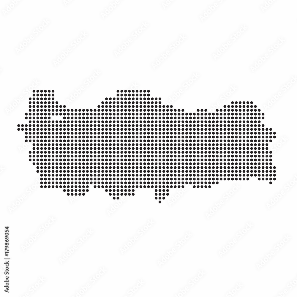 Turkey country map made from abstract halftone dot pattern