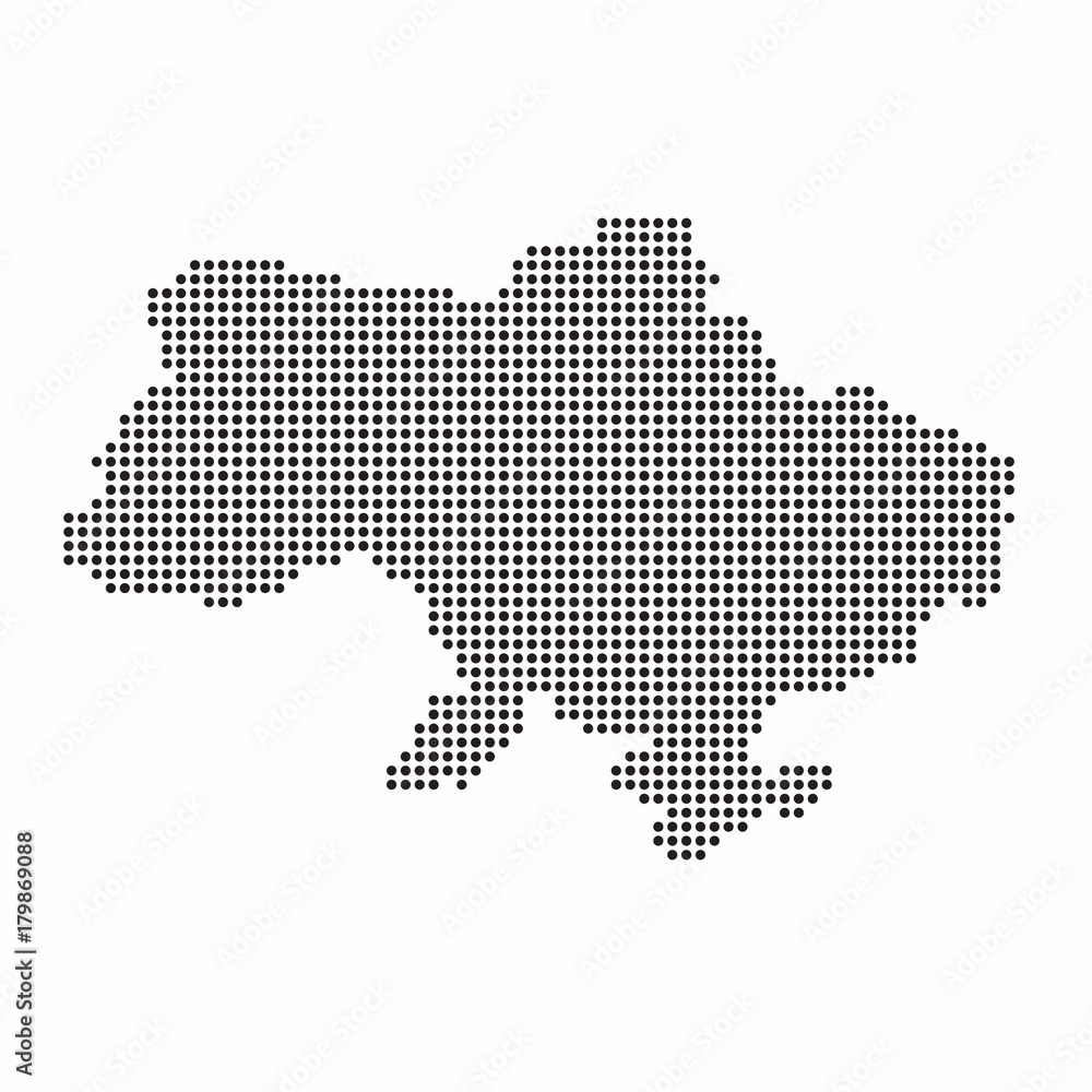 Ukraine country map made from abstract halftone dot pattern
