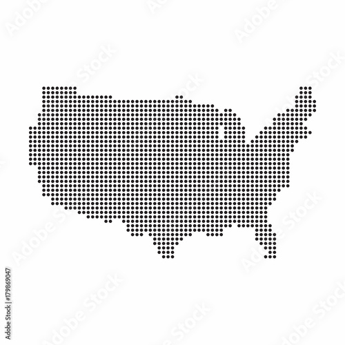 USA country map made from abstract halftone dot pattern