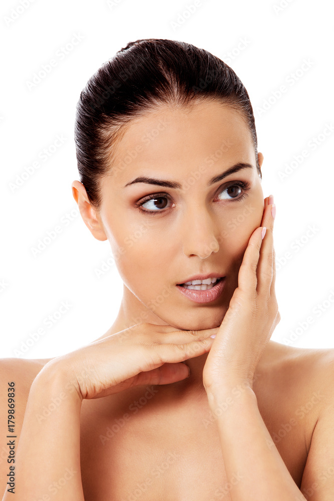 Beauty woman face with perfect fresh clean skin Beauty woman face with perfect fresh clean skin