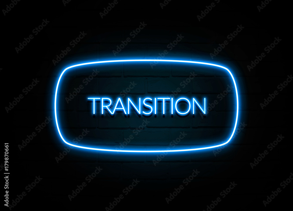 Transition - colorful Neon Sign on brickwall Transition - colorful Neon Sign on brickwall