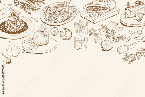 Background with Italian food ingredients