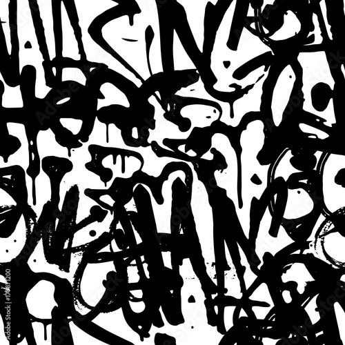 Vector graffiti seamless pattern with abstract tags