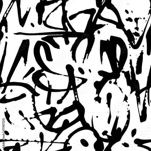 Vector graffiti seamless pattern with abstract tags