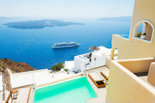 Santorini island, Greece. Famous Greek resort.