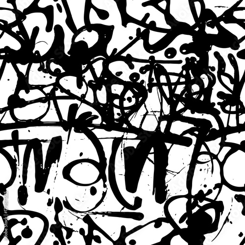 Vector graffiti seamless pattern with abstract tags